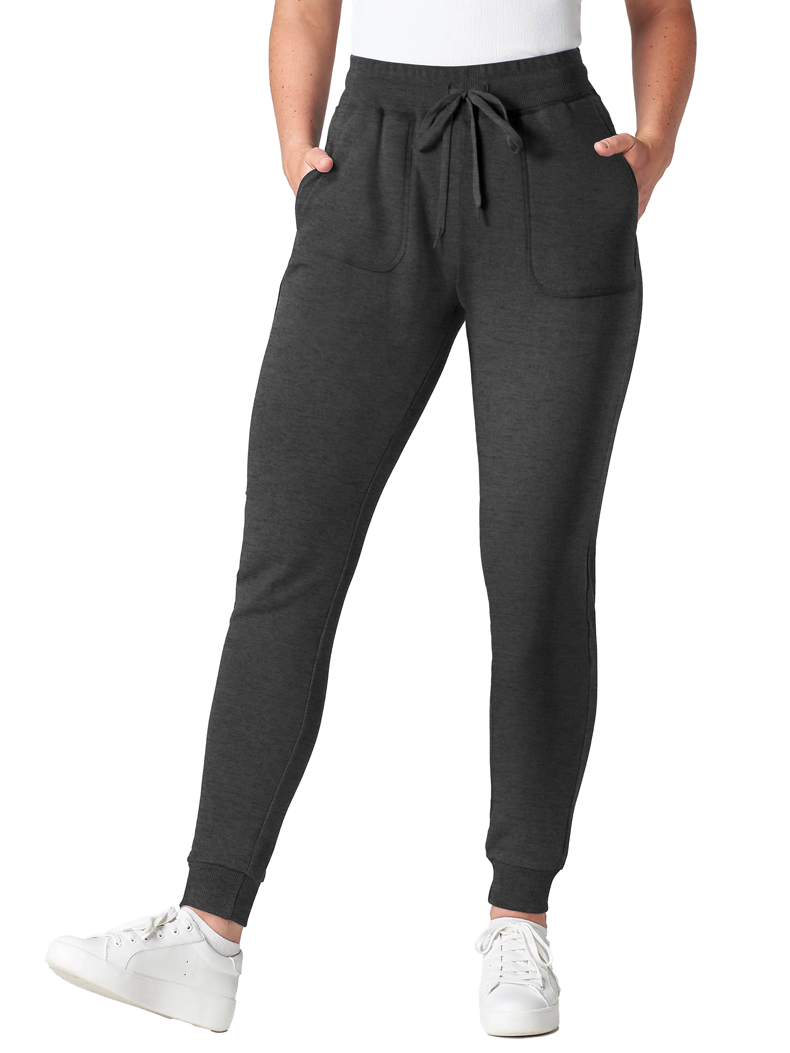Womens Premium Soft Fleece Sweatpants Yoga Joggers with Ribbed Cuffs