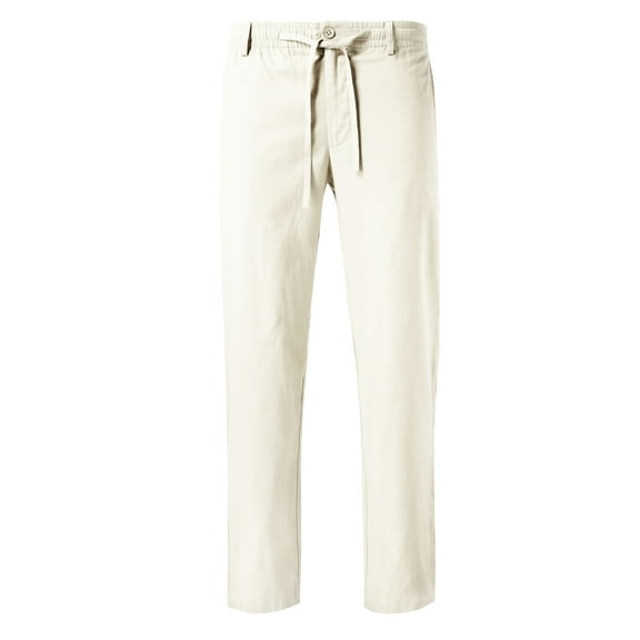 Ma Croix Mens Flex Classic-Fit Beach Trousers Linen Pants