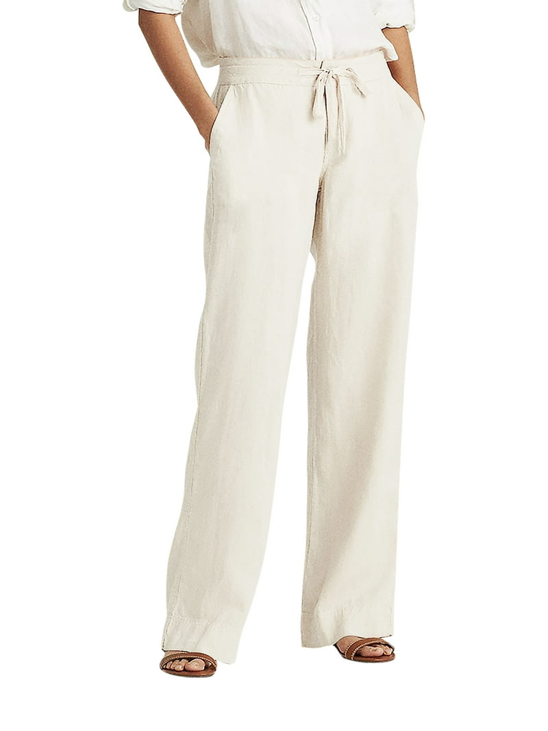 Ma Croix Women's Casual Cotton Linen Trousers with Pockets for