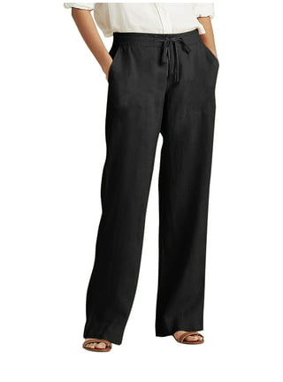 Chiclily Women's Wide Leg Lounge Pants with Pockets Lightweight High  Waisted Adjustable Tie Knot Loose Trousers, US Size Medium in Black