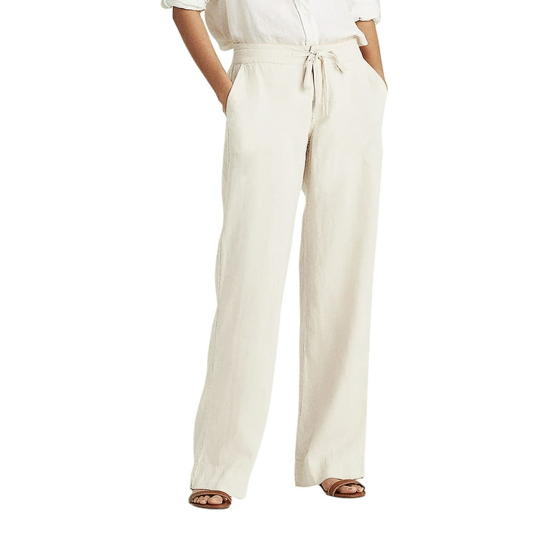 Ma Croix Womens Premium Soft Linen Pants Relaxed Fit Comfort Wear