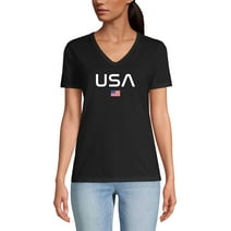 Ma Croix Womens Premium V-Neck T Shirt Team USA Graphic Print Tee 4th of July Independence Day