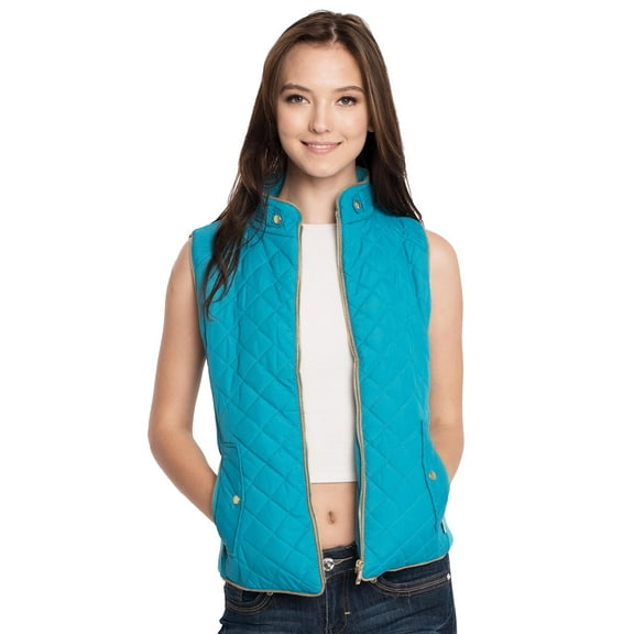 Ma Croix Womens Solid Quilted Zip Up Padding Vest Jacket