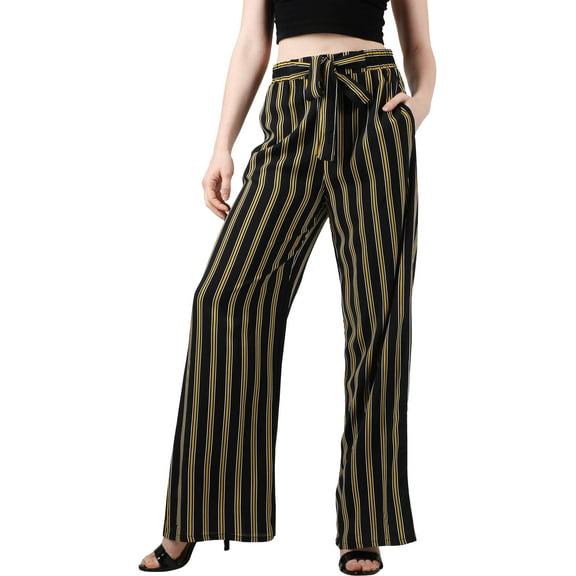 Ma Croix Womens Stripe Palazzo Pants