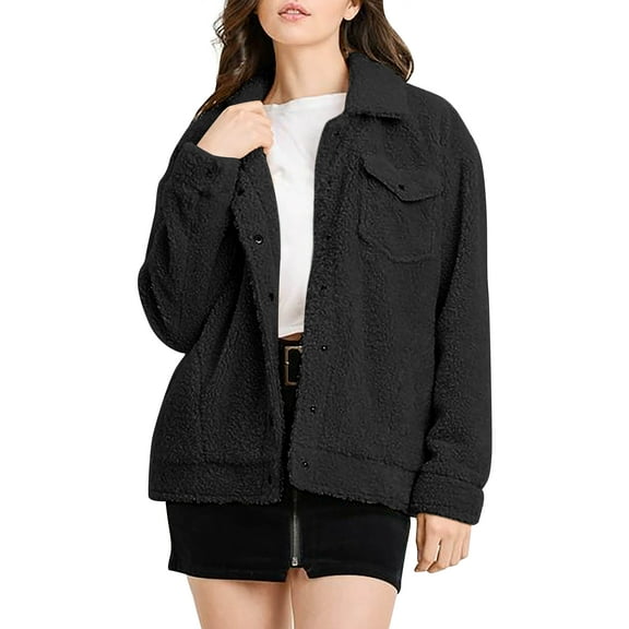 Ma Croix Womens Teddy Bear Jacket Long Sleeve Faux Fur Shearling Coat