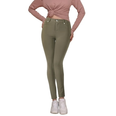 Ma Croix Womens Waist Compression Button Up Spandex Jean Pants Stretchy Athleisure Daily Leggings