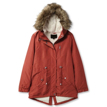 Ma Croix Womens Winter Lightweight Hooded Anorak Jacket Short Faux Fur Coat Ski Jacket