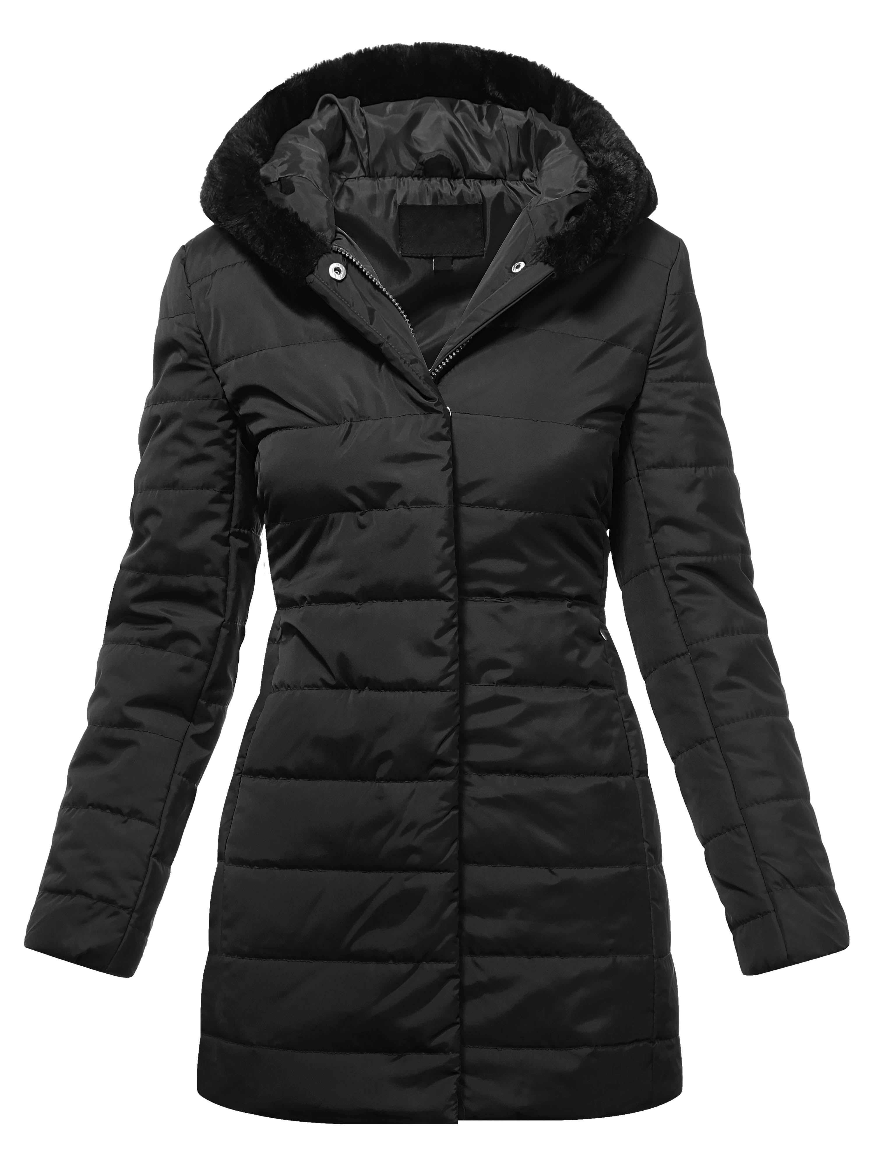 Ma Croix Womens Winter Lightweight Poly Down Puffer Hooded Parka Coat ...