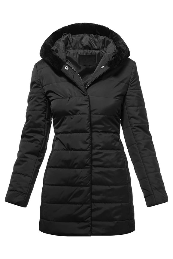 Womens Winter Lightweight Poly Down Puffer Hooded Parka Coat