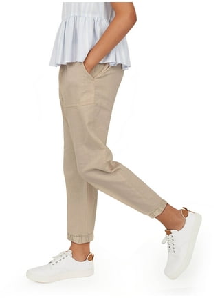 Womens High Waist Cargo Pants Slim Fit Casual Jogger Trousers with Pockets  