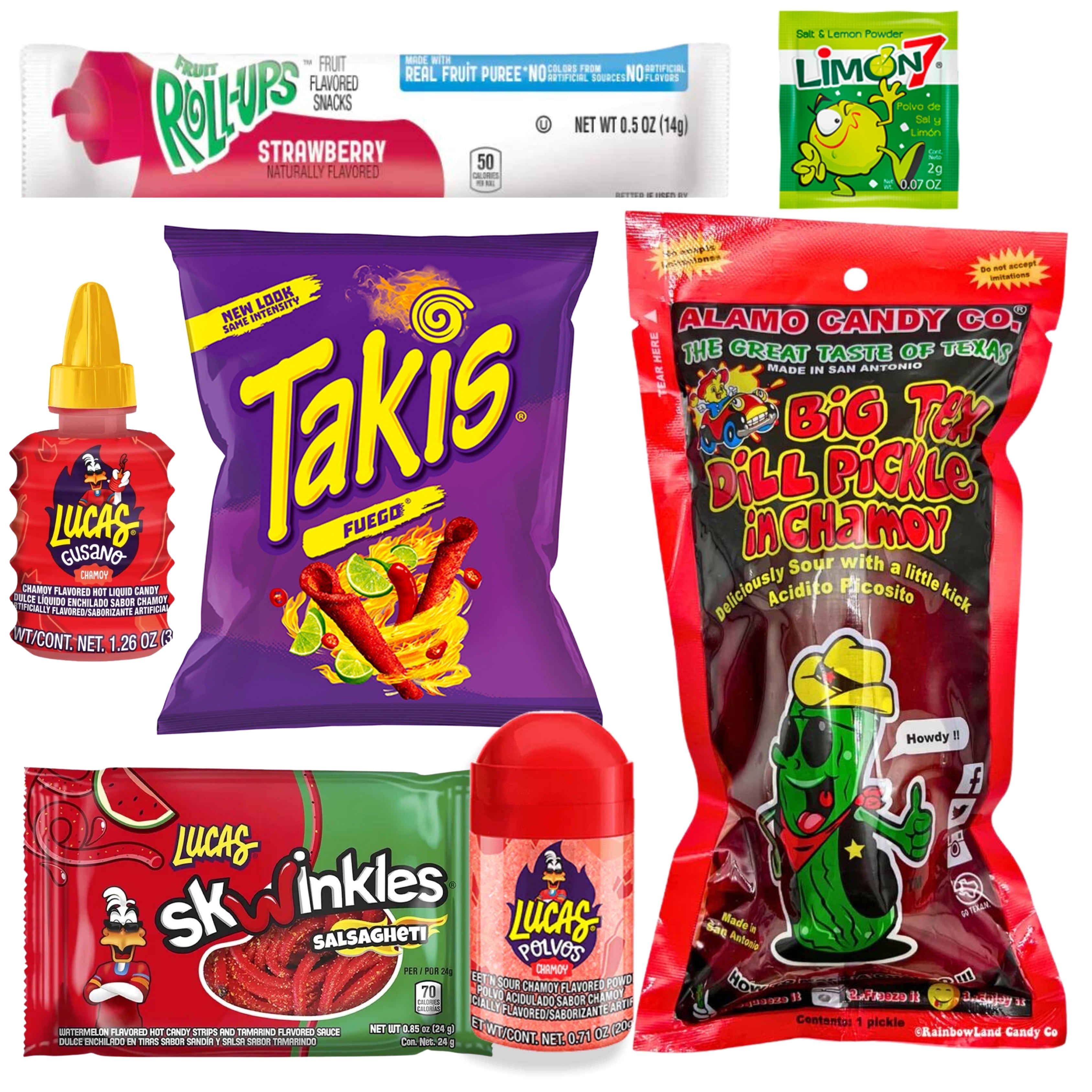 Ma Lit Candy Chamoy Pickle Kit - Includes the Big Tex Chamoy Pickle, Takis Fuego, Lucas Swinkles Salsaghetti \u0026 Other Mexican Candies