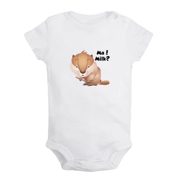 Ma! Milk? Funny Rompers For Babies, Animal Beaver Pattern Cute Jumpsuit, Newborn Baby Unisex Bodysuits, Infant Jumpsuits, Toddler 0-24 Months Kids One-Piece Oufits