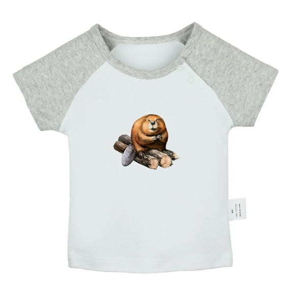 Ma! Milk? Funny T shirt For Baby, Newborn Babies Animal Beaver T-shirts, Infant Tops, 0-24M Kids Graphic Tees Clothing (Short Gray Raglan T-shirt, 12-18 Months)