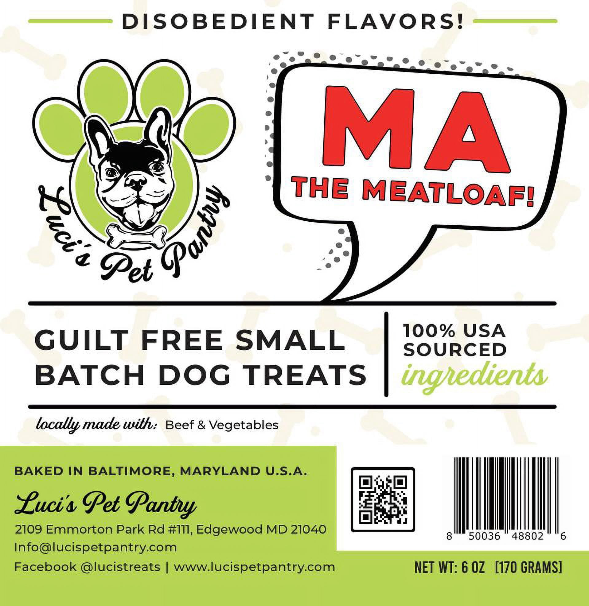 Ma' The Meatloaf "Beef & Vegetable Biscuits" Homemade Dog & Puppy Treats! Gift Box with 4 - 6 oz. Treat Bags