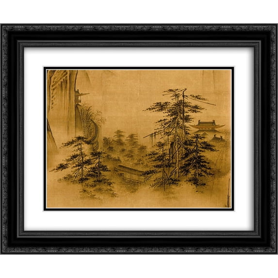 Ma Yuan 2x Matted 24x20 Black Ornate Framed Art Print 'Dancing and Singing (Peasants Returning from Work) (detail 1)'
