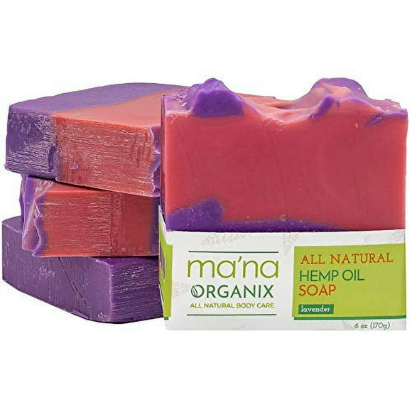Ma'na Organix - All Natural Hemp Oil Soap Bars with Ecofriendly and Biodegradable Packaging (2-pack)