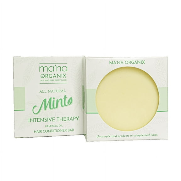 Mana Organix  All Natural Hempseed Oil Mint Intensive Therapy Hair Conditioner Bar with Ecofriendly and Biodegradable Packaging (3 oz.)
