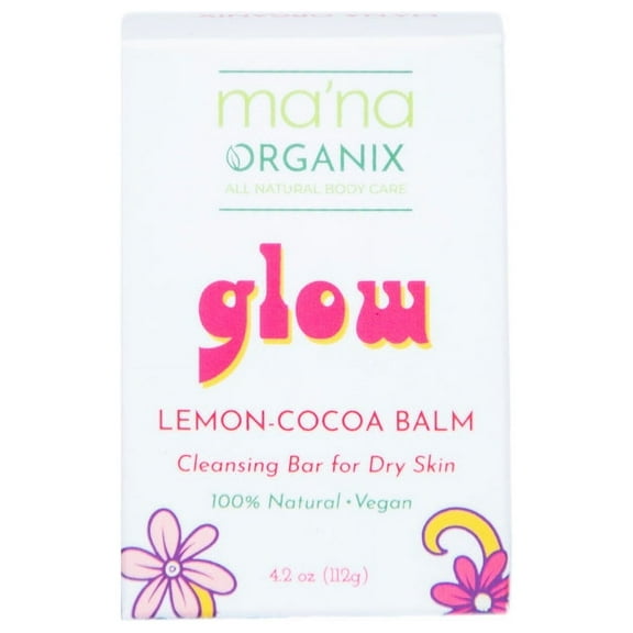 Ma'na Organix glow Lemon-Cocoa Balm | Gentle Daily Cleanser for Dry Skin | Zero-Waste, Vegan, and Cruelty Free