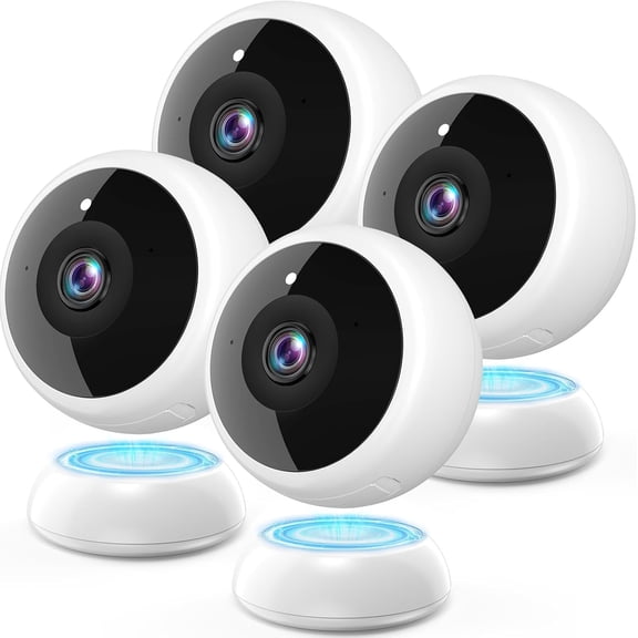 Ma netic Security Camera Wireless - 4Pack AI Motion Detection, 2K HD Video, Battery Powered, Ease of Setup, 2-Way Audio,IR Color Ni ht Vision, Waterproof, Outdoor & Indoor Surveillance