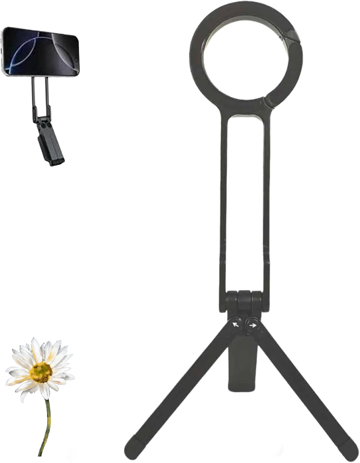 Ma38 Magnetic Tripod for iPhone, Magnetic Phone Tripod Stand for iPhone, MA38 Portable Phone Holder, 360 Rotation, Strong Magnet Quick Mount, Stand with for Vlogging (Black)