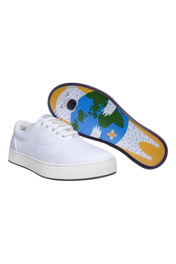 Unisex Canvas with Fur Lace Up Fashion Shoe With Unique Sole, Casual Shoes, Shoes for Teens, Fur Lined Shoes, Canvas Shoes- White/STP Polar Bear, 4M/6W