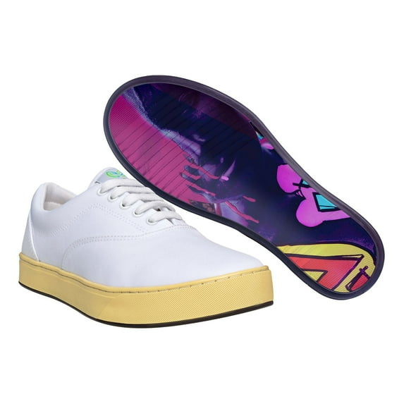 MaCae Unisex Canvas Lace Up Fashion Shoe With Unique Sole, Casual Shoes, Canvas Shoes, Footwear, Sports Sneakers - White Colored Band Yellow/Reflections, 6M/8W