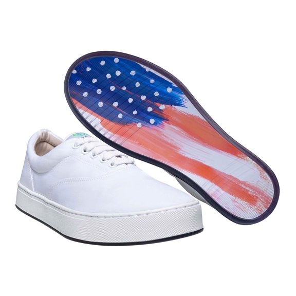MaCae Unisex Canvas Lace Up Fashion Shoe With Unique Sole, Summer Shoes, Casual Sneakers, Footwear, Fashion Sneakers, Canvas Shoes, Comfy Sneakers - White/America, 5M/7W