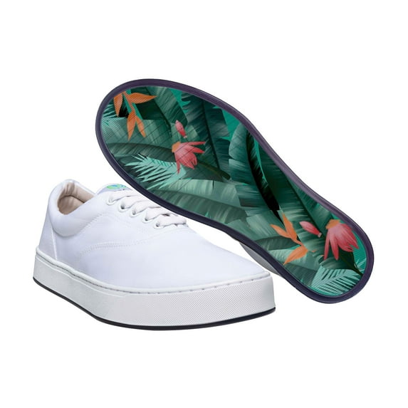 MaCae Unisex Canvas Lace Up Fashion Shoe With Unique Sole, Sports Sneakers, Canvas Shoes, Casual Shoes, Footwear - White/Macaws, 8M/9.5W