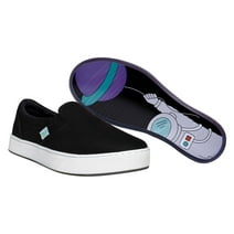 MaCae Unisex Canvas Slip On Fashion Shoe With Unique Sole, Casual Sneakers, Canvas Slip On Shoes, Office Shoes- Black/Astronaut 4M/6W
