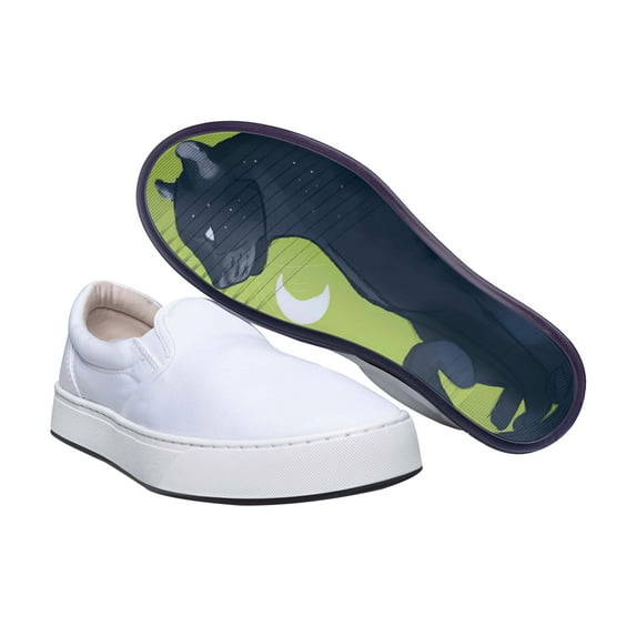 MaCae Unisex Canvas Slip On Fashion Shoe With Unique Sole, Cute Shoes, Canvas Shoes, Slip On Sneakers, Skateboard Shoes, Slip On Tennis Shoes - White/Jaguar, 12M/13W