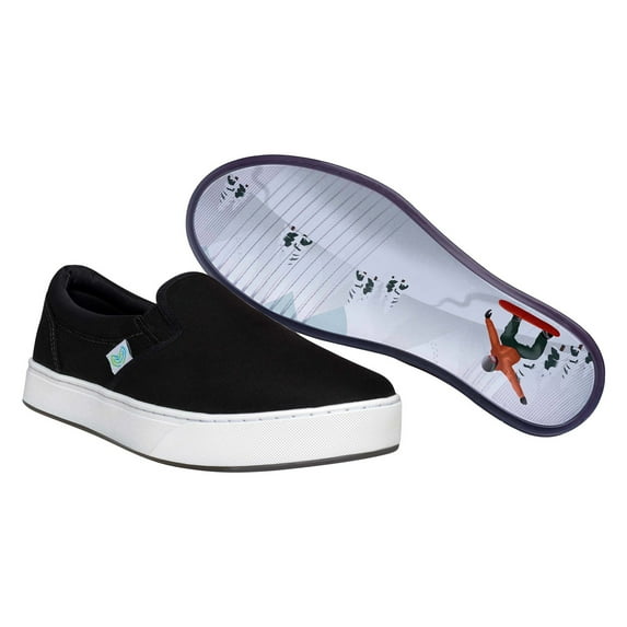 MaCae Unisex Canvas Slip On Fashion Shoe With Unique Sole, Office Shoes, Canvas Slip On Shoes, Casual Sneakers - Black/Snow Boarding, 4M/6W