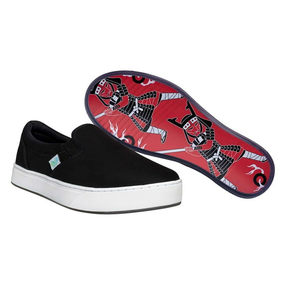 MaCae Unisex Canvas Slip On Fashion Shoe With Unique Sole, Office Shoes, Casual Sneakers, Canvas Slip On Shoes, Teen Shoes - Black/Samurai, 9M/10W