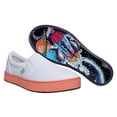 thumbnail image 1 of MaCae Unisex Canvas Slip On Fashion Shoe With Unique Sole, Travel Shoes, Casual Work Shoes, Comfy Sneakers, Canvas Slip On Sneakers - White Colored Band Pink/Skull Rocket, 11M/12W, 1 of 7