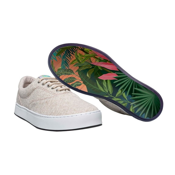 MaCae Unisex Knitting Lace Up Fashion Shoe With Unique Sole, Comfortable Shoes, Knit Shoes, Low Top Sneakers, Casual Sneakers, Lace Up Shoes - Recycled Linen Beige/Water Lilies, 9M/10W