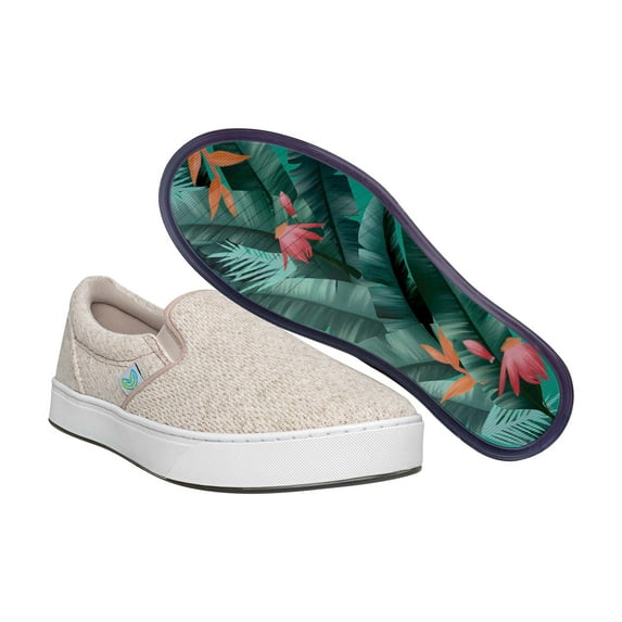 MaCae Unisex Knitting Slip On Fashion Shoe With Unique Sole, Slip On Shoes, Summer Shoes, Footwear, Casual Shoes, Knit Shoes - Recycled Linen Beige/Macaws, 5M/7W