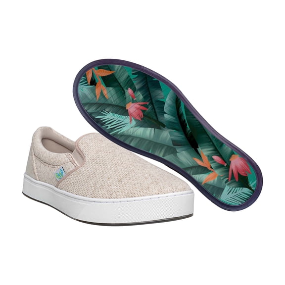 MaCae Unisex Knitting Slip On Fashion Shoe With Unique Sole, Knit Shoes, Summer Shoes, Casual Shoes, Slip On Shoes, Lifestyle Sneakers - Recycled Linen Beige/Macaws, 6M/8W