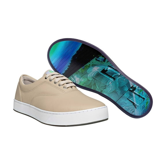 MaCae Unisex Leather Lace up Fashion Shoe with Unique Sole, Lace Sneakers,Cappuccino/Zeus, 11M/12W