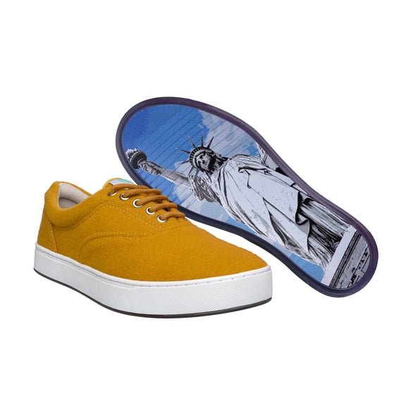 MaCae Unisex Wool Lace Up Fashion Shoe With Unique Sole, Wool Shoes,  Fashion Sneakers, Shoes for Teens, Lace Up Shoes, Casual Sneakers - Mustard Yellow/New York, 11M/12W