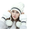 thumbnail image 1 of MaFYtyTPR 2Pcs Women Winter Hat and Gloves Sets Women's Winter Printing Warmth Plush Protection Thick Hats Gloves Set White Free Size, 1 of 5