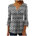 thumbnail image 1 of MaFYtyTPR 3/4 Sleeve Tops for Women Fashion Female V-Neck Printing Button Loose Comfy Three-Quarter Sleeves Bloues, 1 of 5
