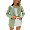 thumbnail image 1 of MaFYtyTPR Blazer for Women Women's Solid Long Sleeved Double Pocket Buttoned Turndown Collar Suit Jacket Mint Green XXL, 1 of 5