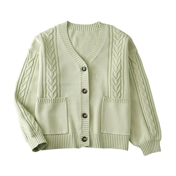 MaFYtyTPR Cardigan Sweater for Women Fashion Women's Fall Winter Long Sleeve V-Neck Button Pocket Tops Green L