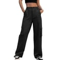 thumbnail image 1 of MaFYtyTPR Cargo Pants for Women Women's Solid Color High Waisted Wide Leg Casual Mutiple Pockets Work Trousers Black L, 1 of 5