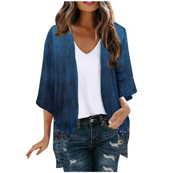 MaFYtyTPR Casual Cardigans for Women Fashionable Printed Long Sleeved Lightweight Cardigan Jacket Tops