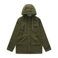 thumbnail image 1 of MaFYtyTPR Casual Jacket for Women Women's Solid Color Button Pocket Long Sleeved Zipper Hooded Casual Outwear Army Green L, 1 of 4
