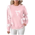 thumbnail image 1 of MaFYtyTPR Christmas Women's Kinnted Sweaters Fashion Loose Cute Knit Sweater With Bow Detail And Embroidery A-Pink XL, 1 of 5