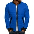 thumbnail image 1 of MaFYtyTPR Fall Winter Men's Warm Jacket Fashion Solid Color Long Sleeve Hoodless Padded Jacket with Pocket Blue XL, 1 of 5