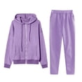 thumbnail image 1 of MaFYtyTPR Fall Winter Sports Suits for Women Fashion Casual Solid Hooded Zipper Sweatshirts Coat Long Pants Sets With Pockets Purple M, 1 of 4