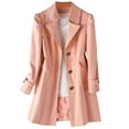 thumbnail image 1 of MaFYtyTPR Fall Women Fashion Casual Jacket Women's Solid Color Lapel Long Sleeve Button Pocket Lightweight Coat Top Pink M, 1 of 5