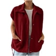 thumbnail image 1 of MaFYtyTPR Fleece Gilet for Women Women Winter Solid Color Sleeveless Button Versatile Loose Outerwear Tops Red XL, 1 of 5